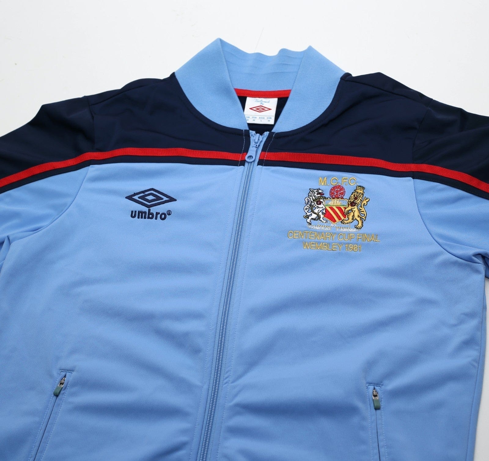 1981 MANCHESTER CITY Retro Umbro FA Cup Final Centenary Football Track Top (M) - Image 3