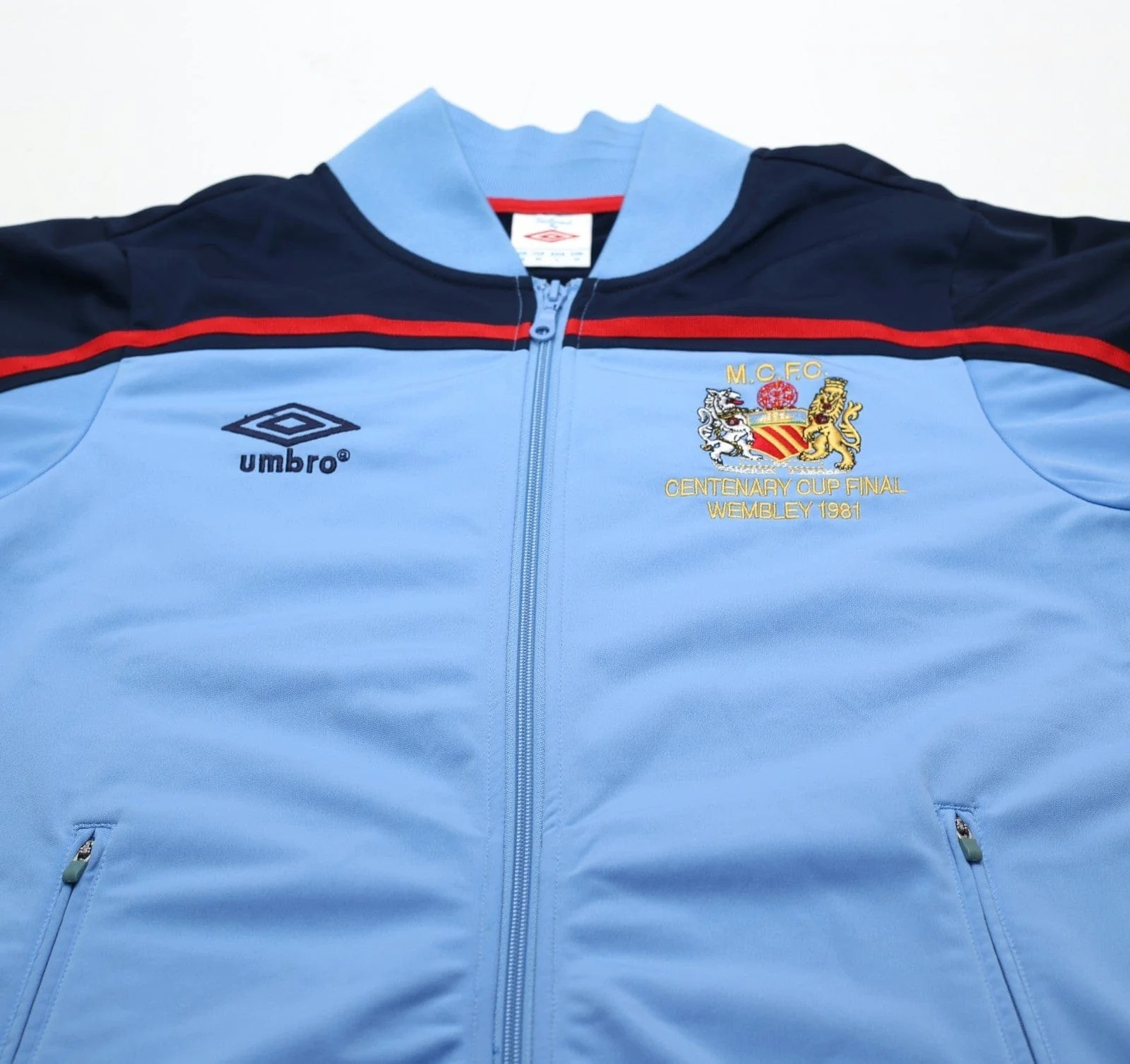 1981 MANCHESTER CITY Retro Umbro FA Cup Final Centenary Football Track Top (M) - Image 4