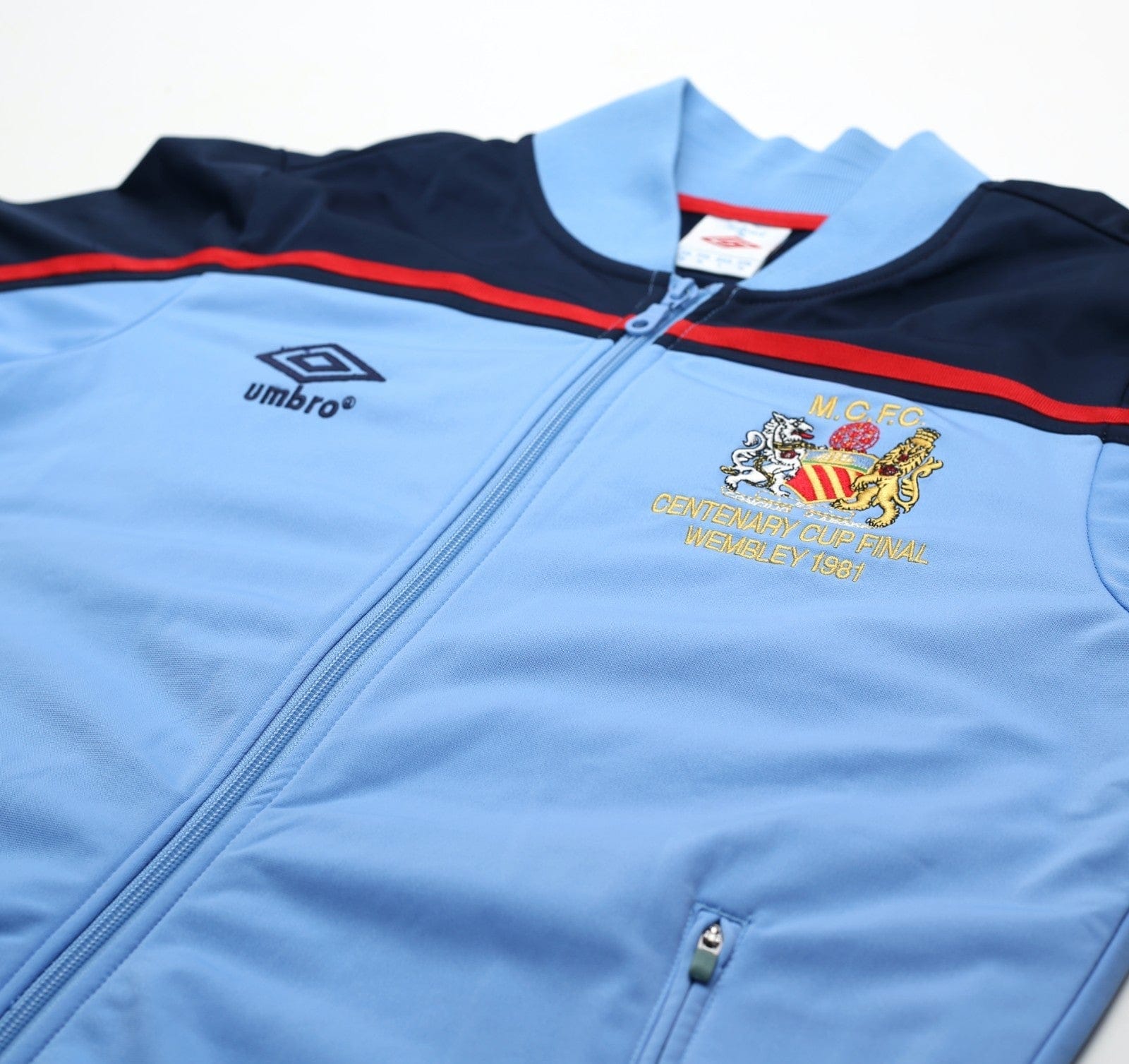 1981 MANCHESTER CITY Retro Umbro FA Cup Final Centenary Football Track Top (M) - Image 5