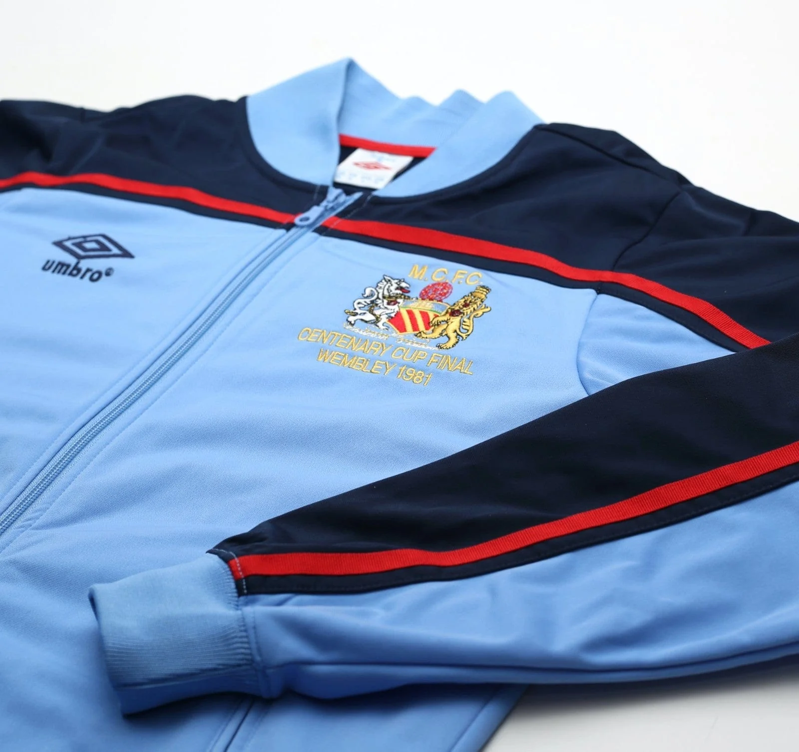 1981 MANCHESTER CITY Retro Umbro FA Cup Final Centenary Football Track Top (M) - Image 7