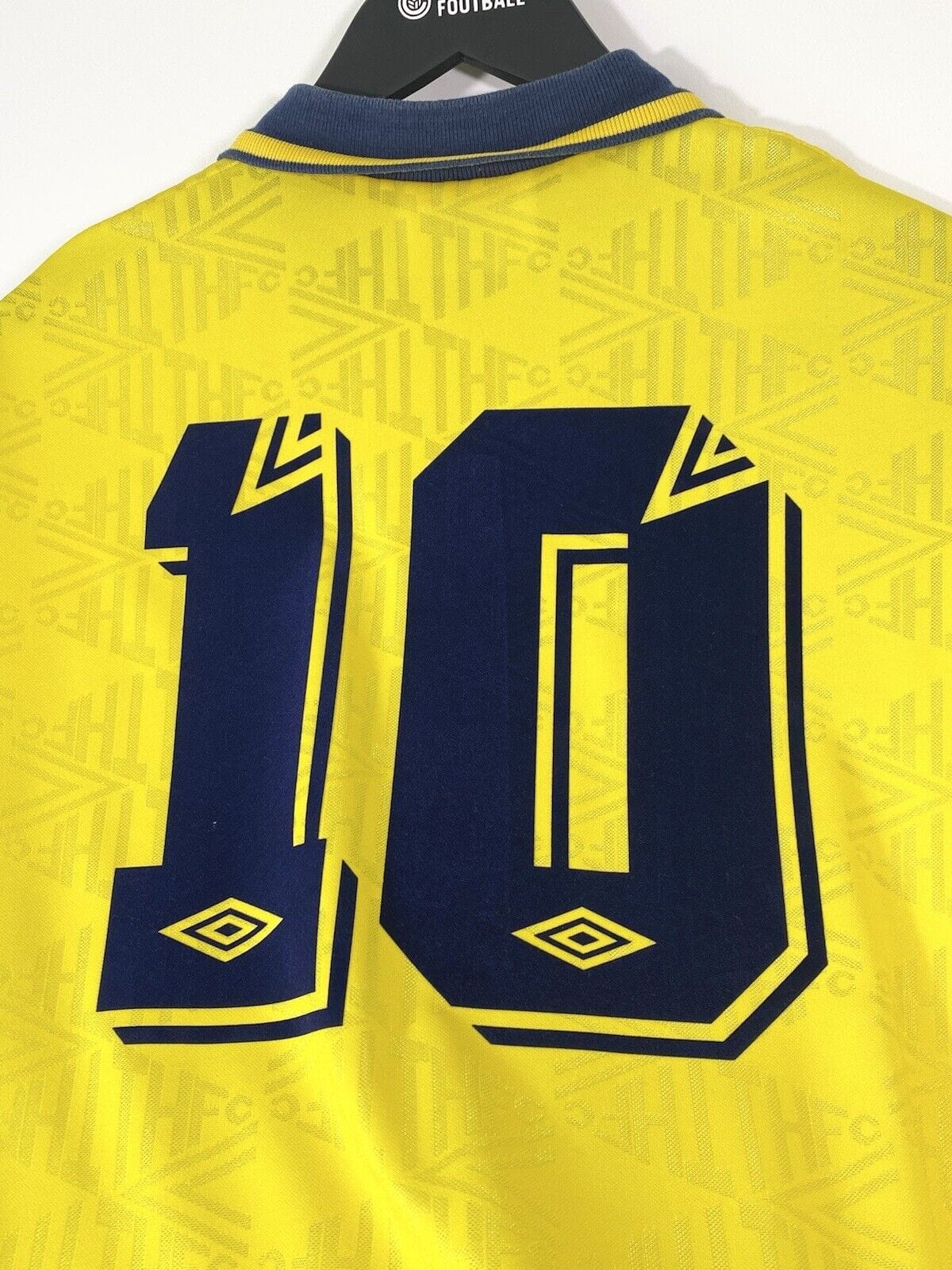 1991/93 LINEKER/SHERINGHAM #10 Tottenham Hotspur Vintage Umbro Away Football Shirt (L) - Image 3