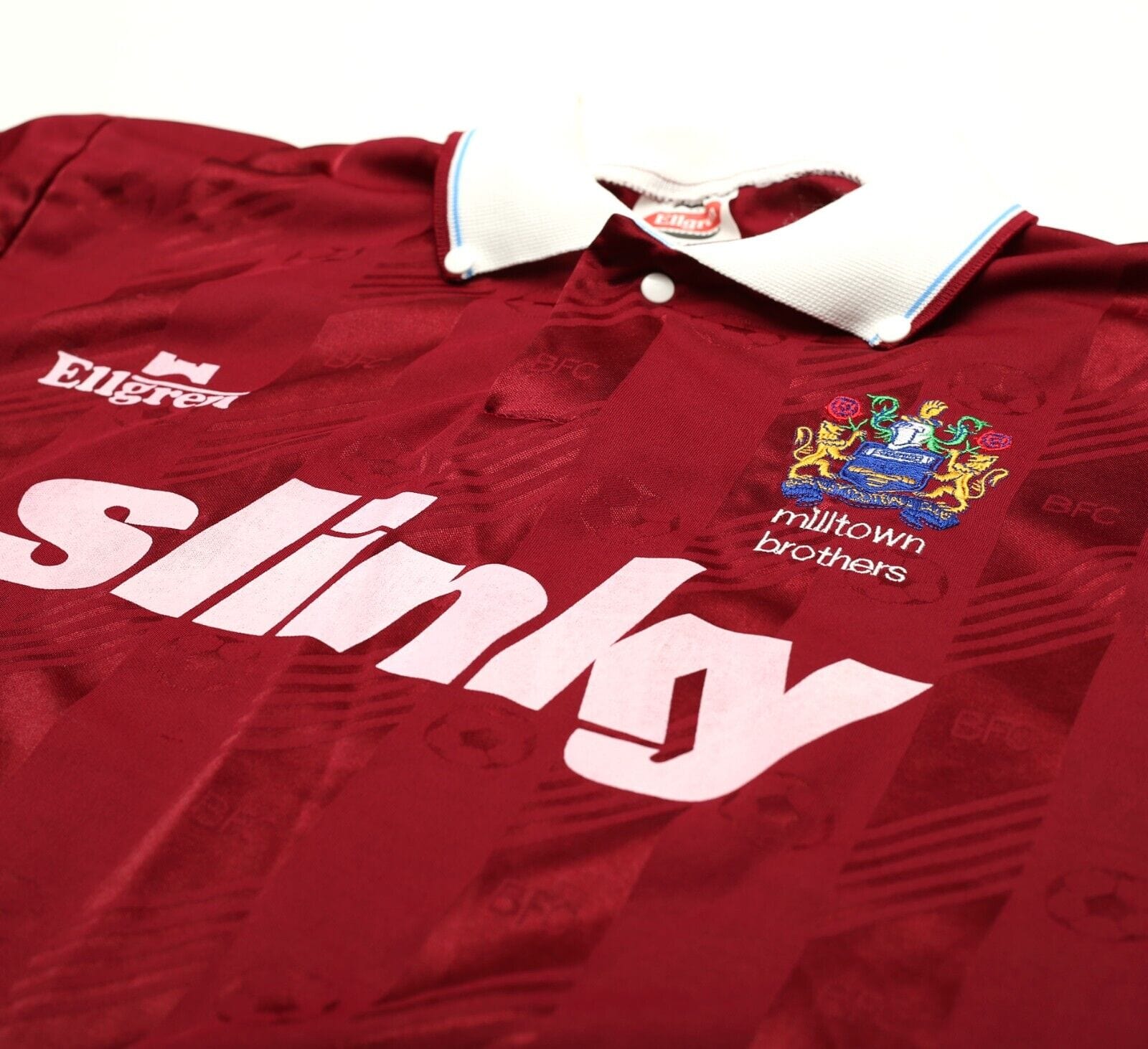 1991 BURNLEY FC / MILLTOWN BROTHERS Vintage Ellgreen Football Shirt (L) Slinky - Image 5