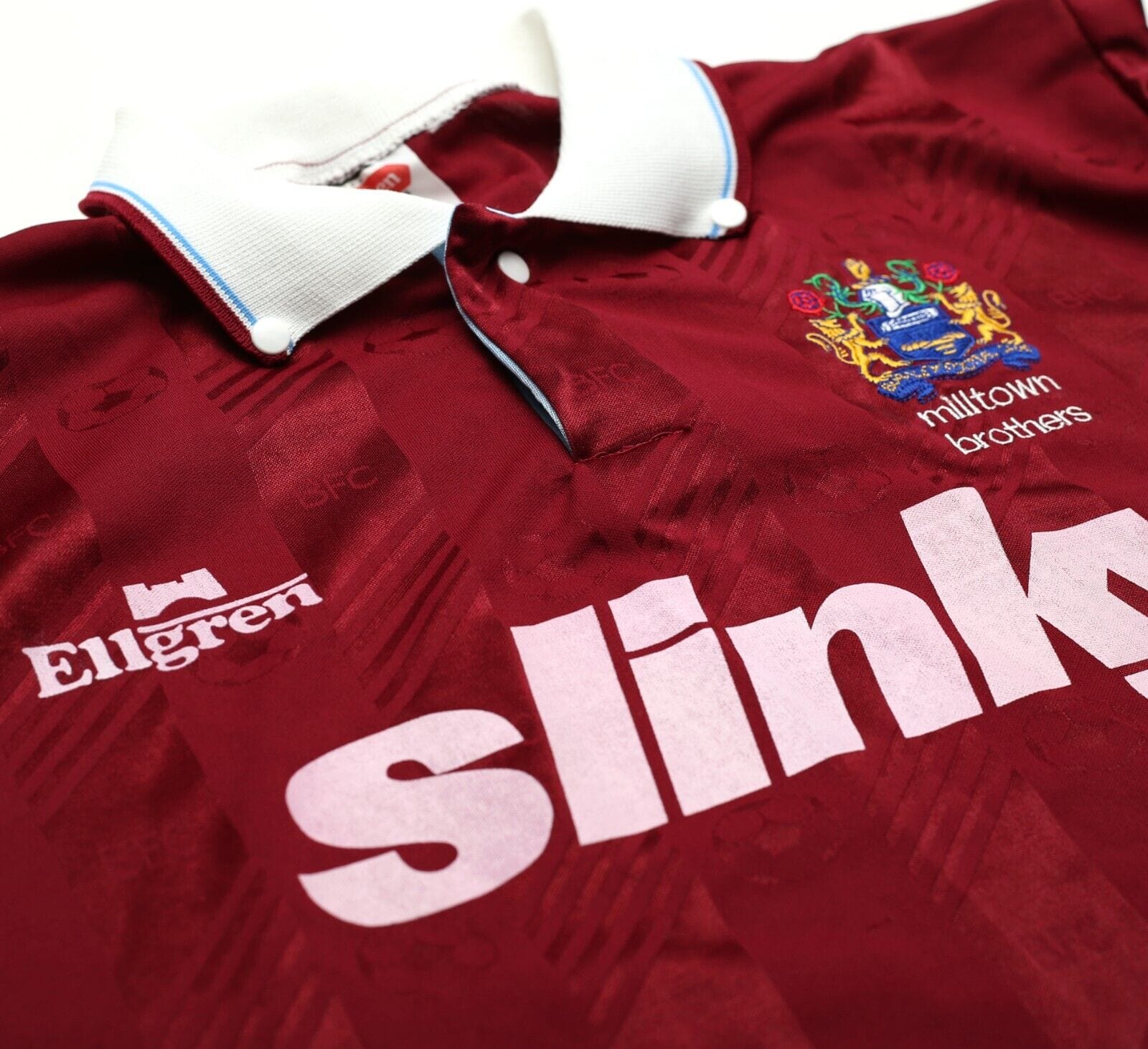 1991 BURNLEY FC / MILLTOWN BROTHERS Vintage Ellgreen Football Shirt (L) Slinky - Image 7