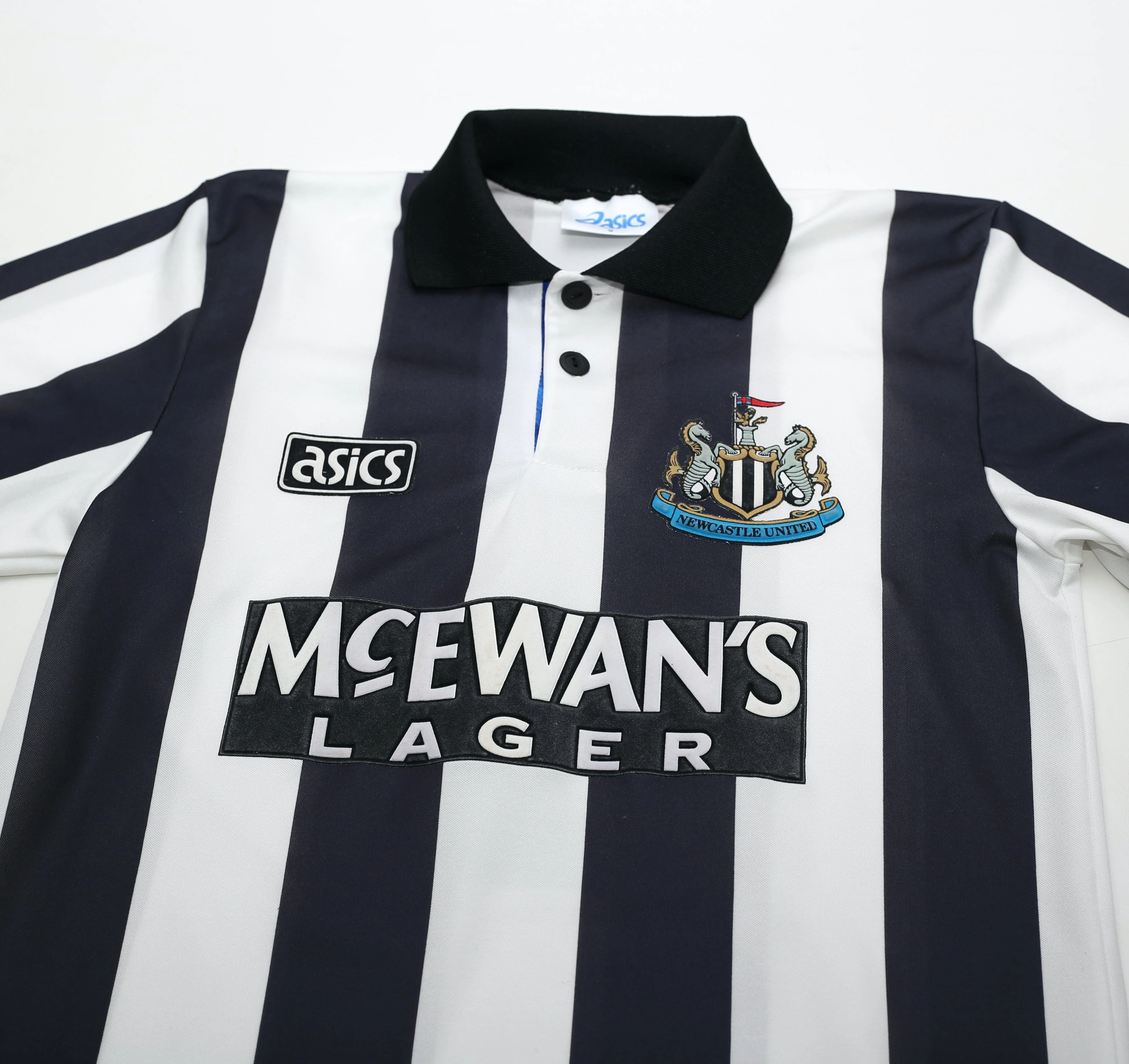 1993/95 Cole #9 Newcastle United Vintage Asics Home Football Shirt (S) - Image 3