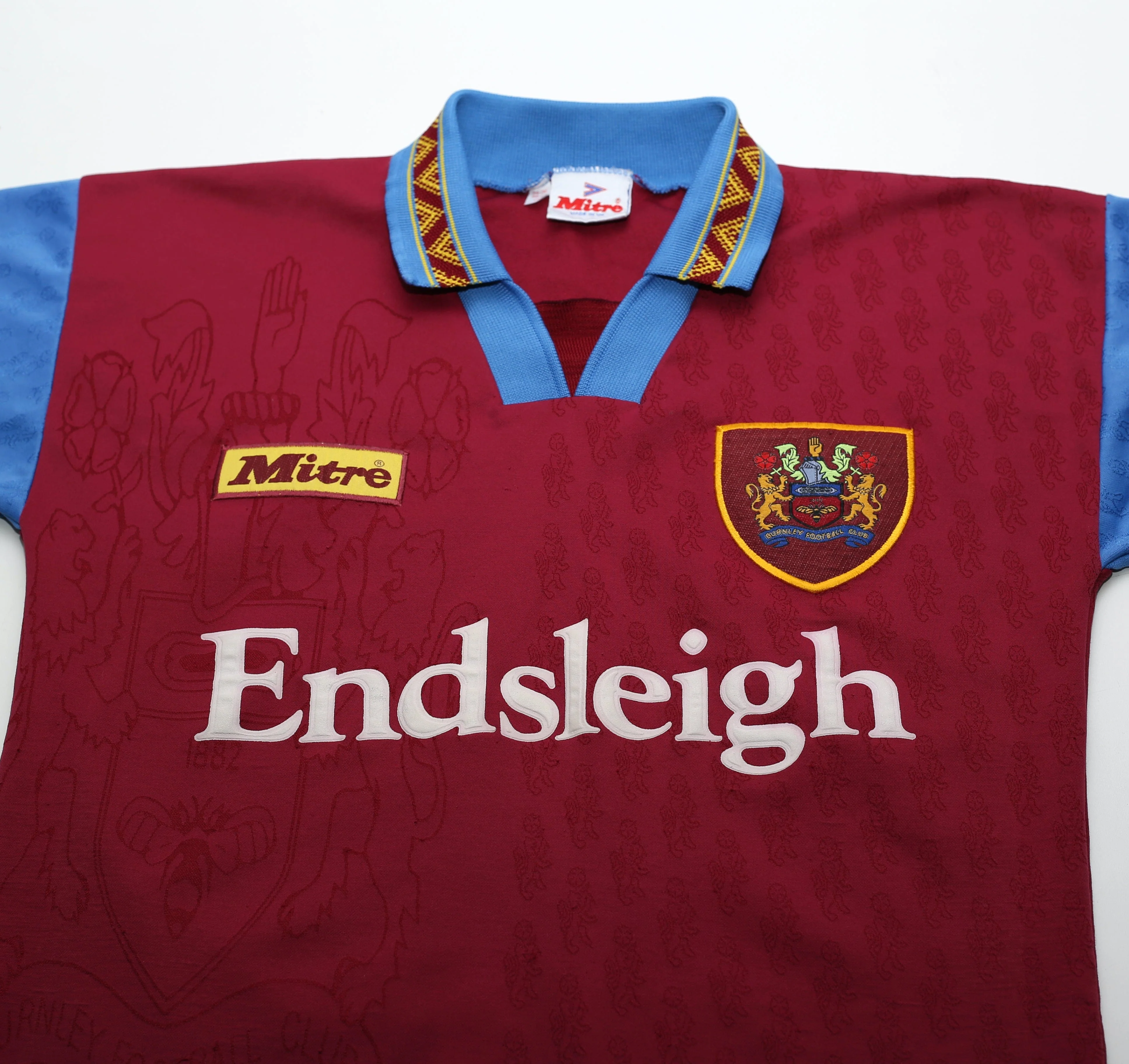 1995/96 Burnley FC Vintage Mitre Home Football Shirt Jersey (S) 34/36 - Image 3