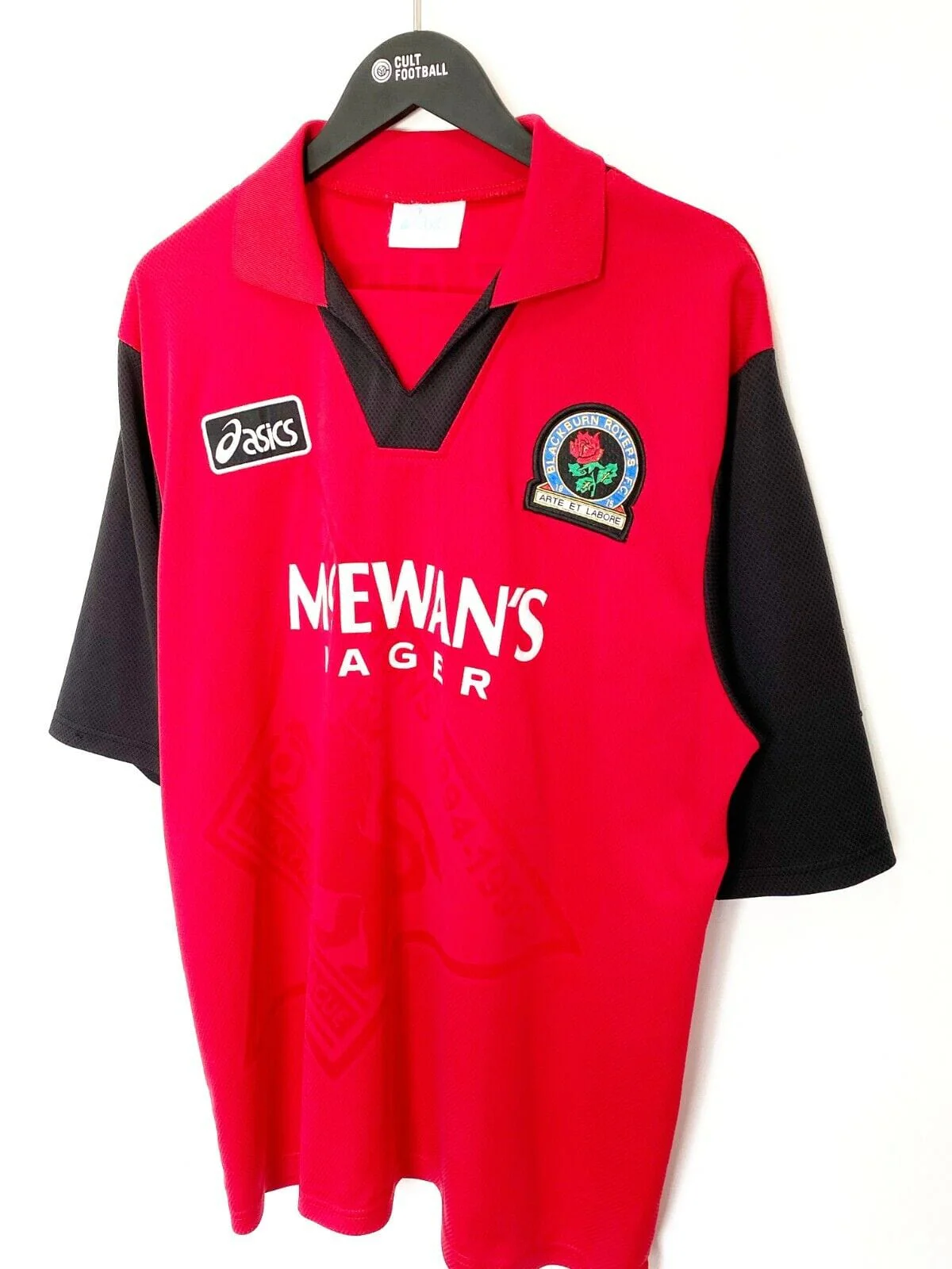 1995/96 SHEARER #9 Blackburn Rovers Vintage Asics Away Football Shirt Jersey (XL) - Image 4