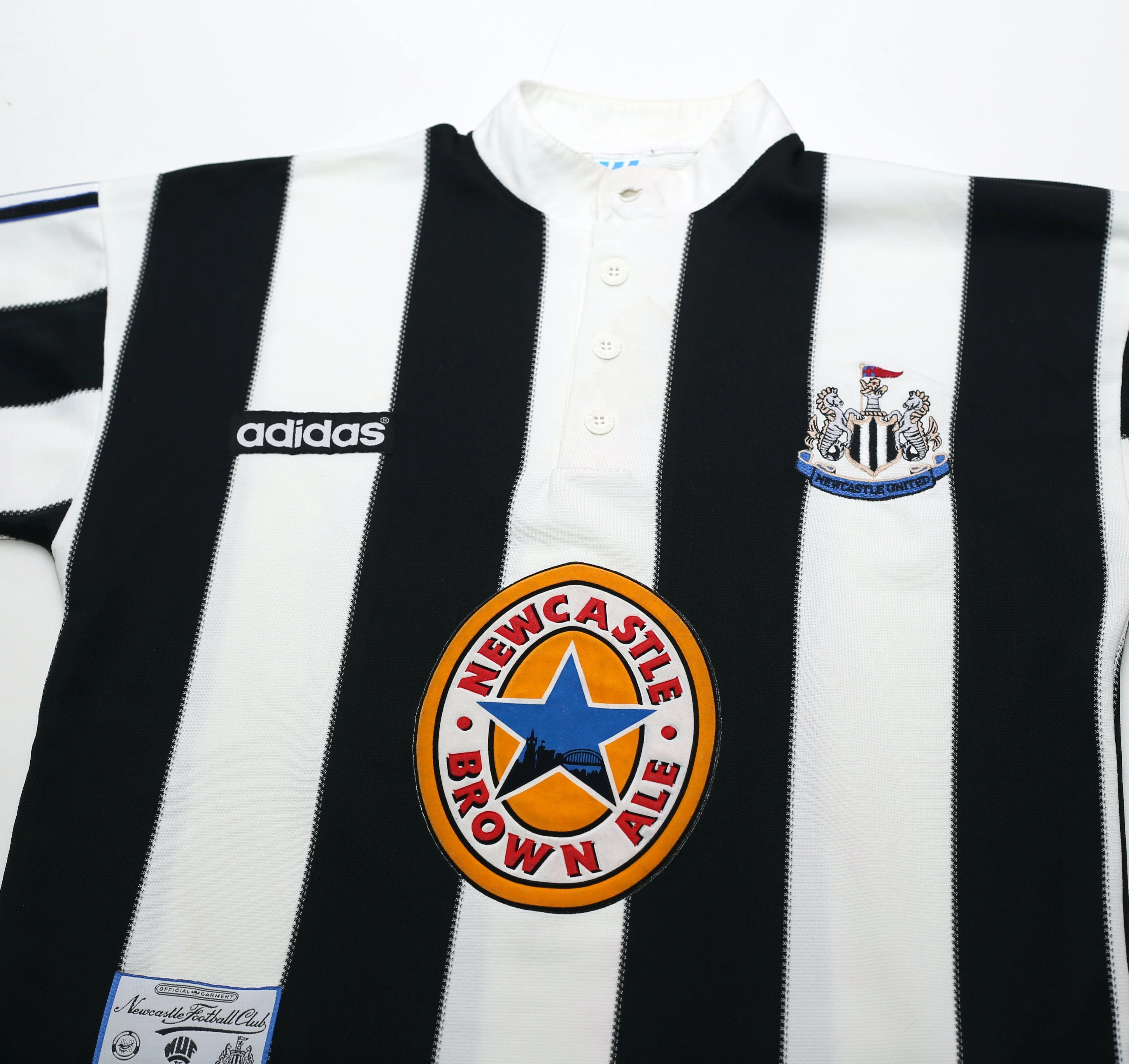 1995/97 Ginola #14 Newcastle United Vintage adidas Home Football Shirt (S) - Image 3