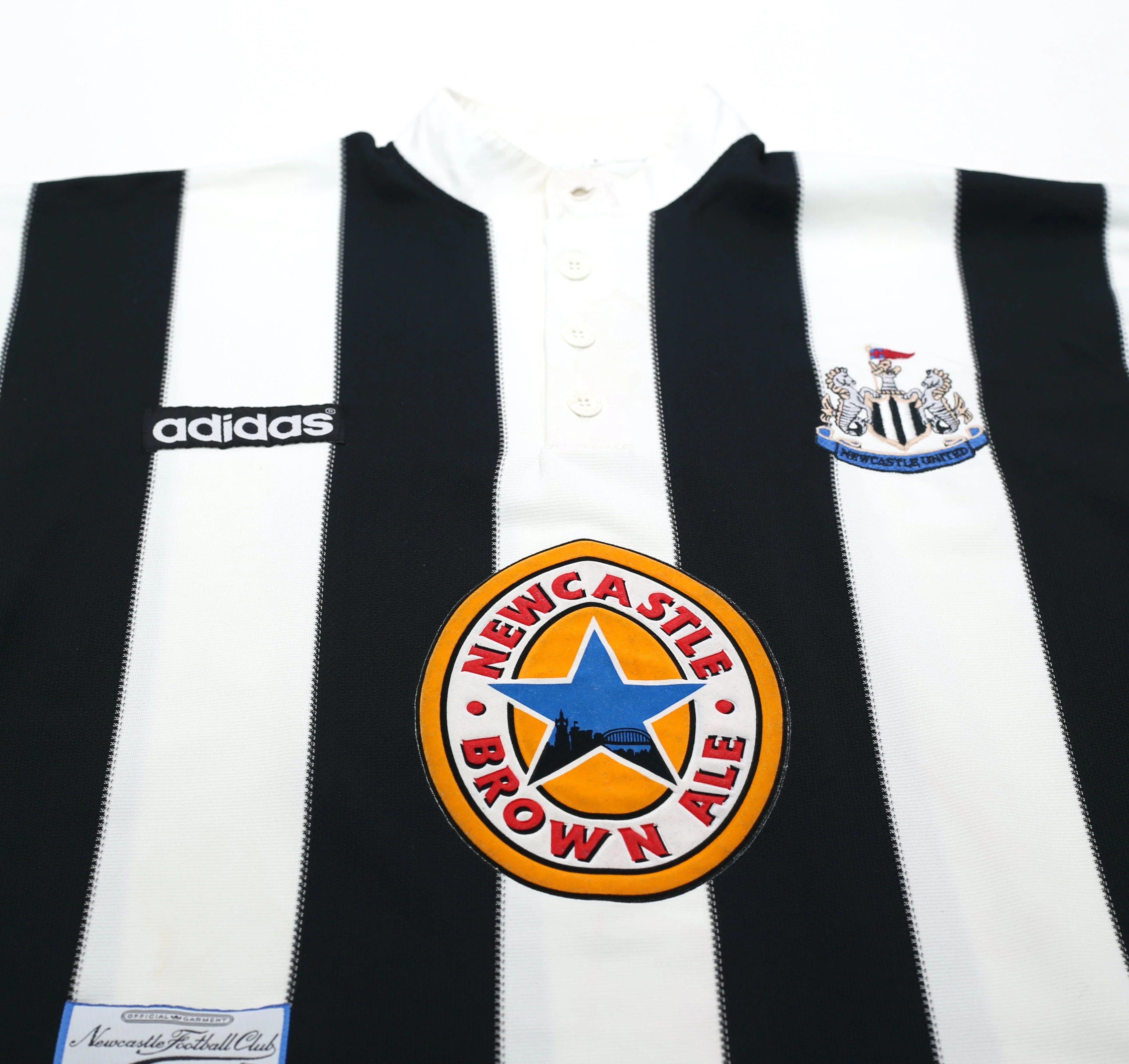 1995/97 Ginola #14 Newcastle United Vintage adidas Home Football Shirt (S) - Image 4