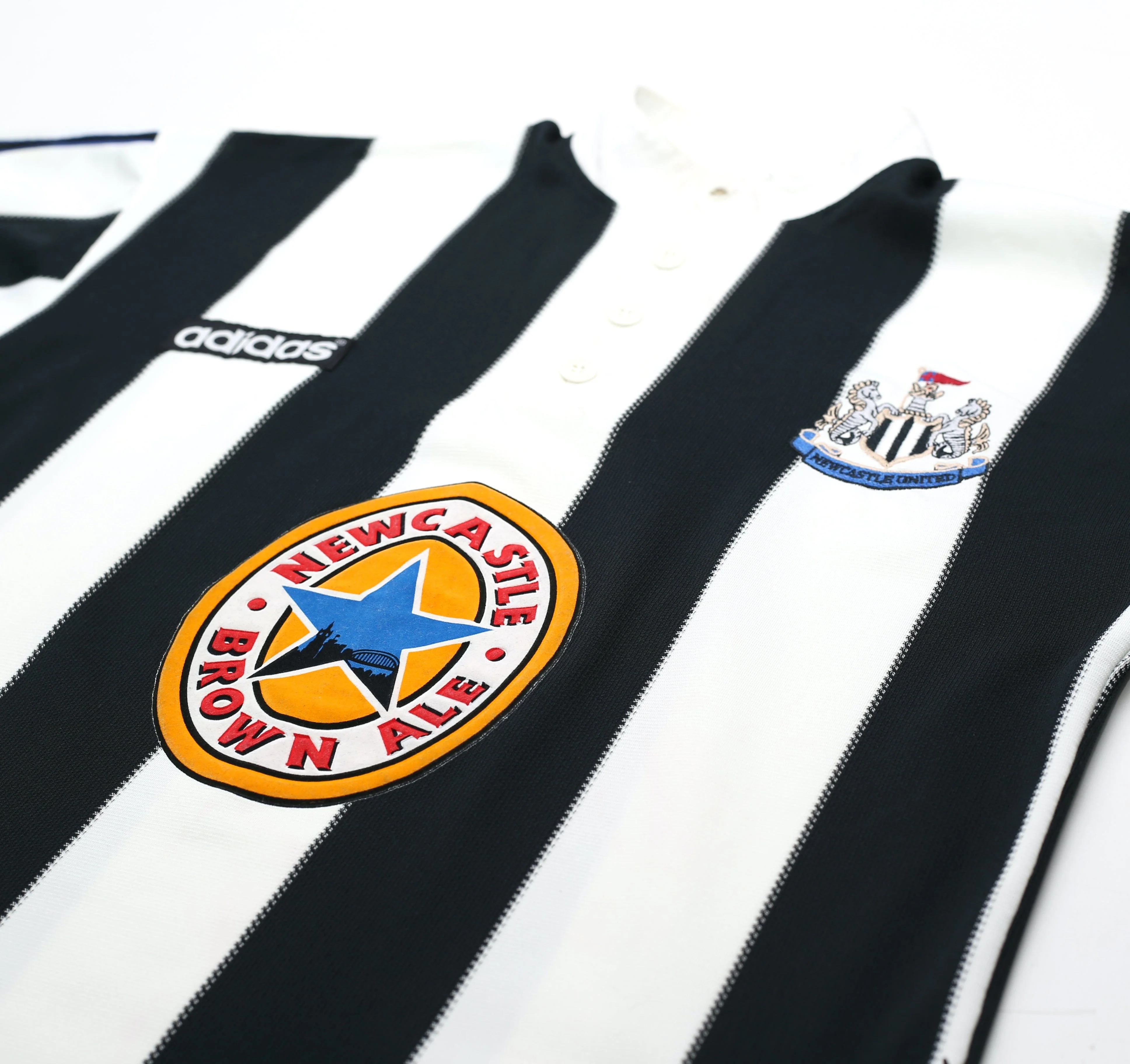 1995/97 Ginola #14 Newcastle United Vintage adidas Home Football Shirt (S) - Image 5