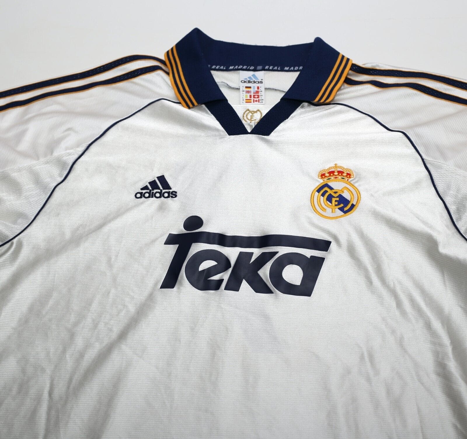 1998/00 RAUL #7 Real Madrid Vintage adidas Home Football Shirt (L) - Image 3