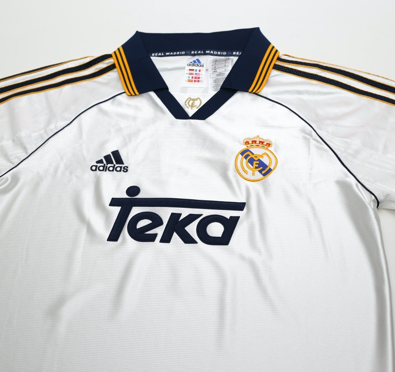 1998/00 RAUL #7 Real Madrid Vintage Retro adidas Home Football Shirt (M) - Image 3