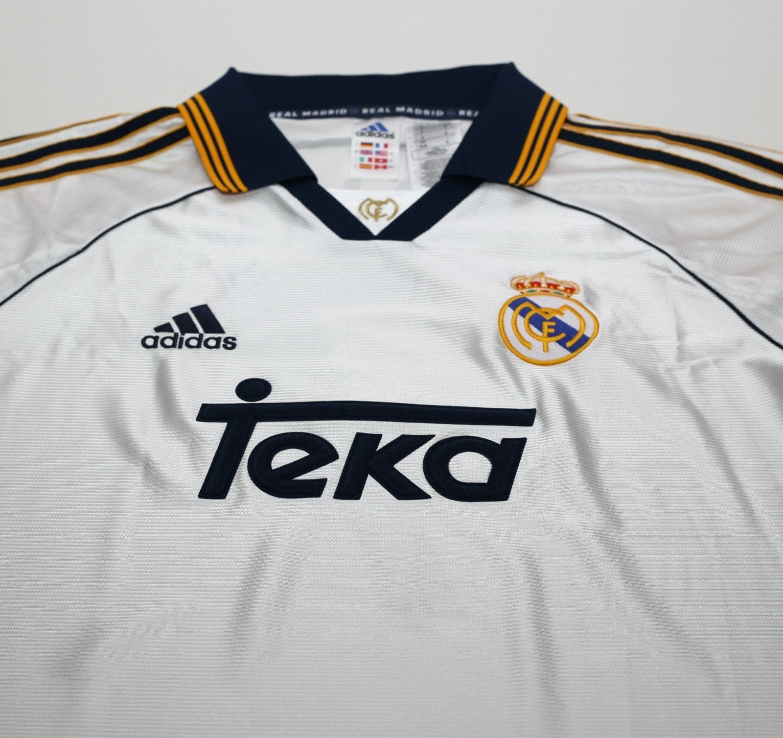 1998/00 RAUL #7 Real Madrid Vintage Retro adidas Home Football Shirt (M) - Image 4