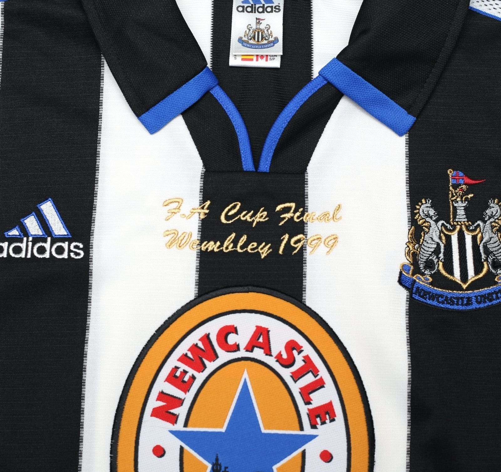 1999 SHEARER #9 Newcastle United Vintage adidas FA Cup Final Football Shirt (S) - Image 9