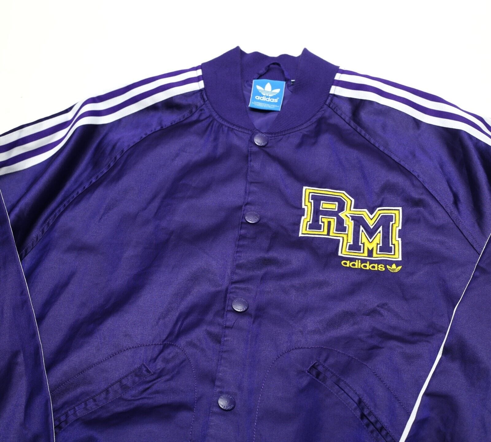 REAL MADRID adidas Originals Football Varsity Bomber Jacket Track Top (L/XL) - Image 6